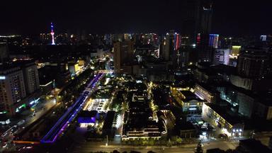 <strong>江苏</strong>苏州城市<strong>夜景</strong>苏宁广场<strong>夜景</strong>灯光航拍